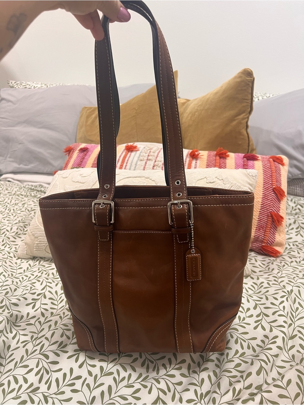 Coach Hampton Brown Leather Y2K Tote #F11201